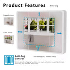 FAMYYT Armoire de toilette en aluminium de 35 po (L) x 28 po (H) avec miroir et éclairage, anti-buée, facile à installer