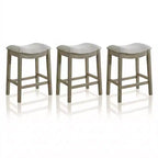 ROME + OAK Parker Backless Saddle Counter Stool, Reclaimed Oak, Grey, 3 Pack