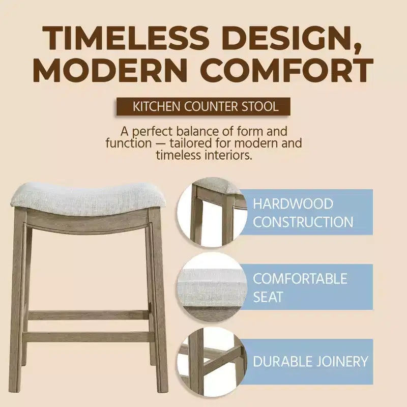 ROME + OAK Parker Tabouret de bar sans dossier, chêne recyclé, gris, lot de 3