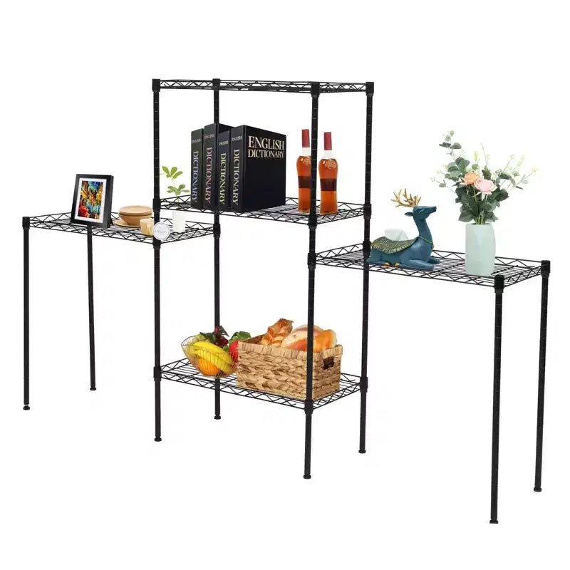 Étagère de rangement modulaire robuste en acier au carbone | Étagères réglables, organisateur autoportant pour garage/bureau, noir