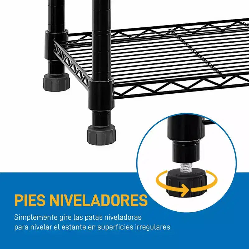 Étagère de rangement modulaire robuste en acier au carbone | Étagères réglables, organisateur autoportant pour garage/bureau, noir