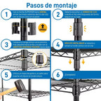 Étagère de rangement modulaire robuste en acier au carbone | Étagères réglables, organisateur autoportant pour garage/bureau, noir