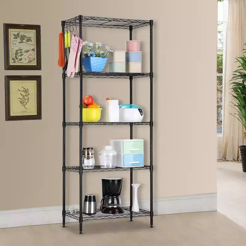 Étagère de rangement modulaire robuste en acier au carbone | Étagères réglables, organisateur autoportant pour garage/bureau, noir