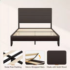 Cadre de lit plateforme Dyonery avec tête de lit haute de 127 cm, support à lattes en bois massif, base de matelas silencieuse, pas besoin de sommier tapissier