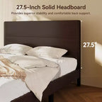 Cadre de lit plateforme Dyonery avec tête de lit haute de 127 cm, support à lattes en bois massif, base de matelas silencieuse, pas besoin de sommier tapissier
