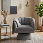 Fauteuil pivotant moderne GDFStudio Madison en bouclette avec dossier incurvé