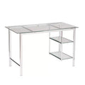 HomeRoots 47 Clear and Silver Glass and Metal Writing Desk