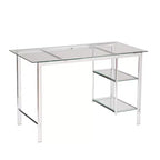 HomeRoots 47 Clear and Silver Glass and Metal Writing Desk