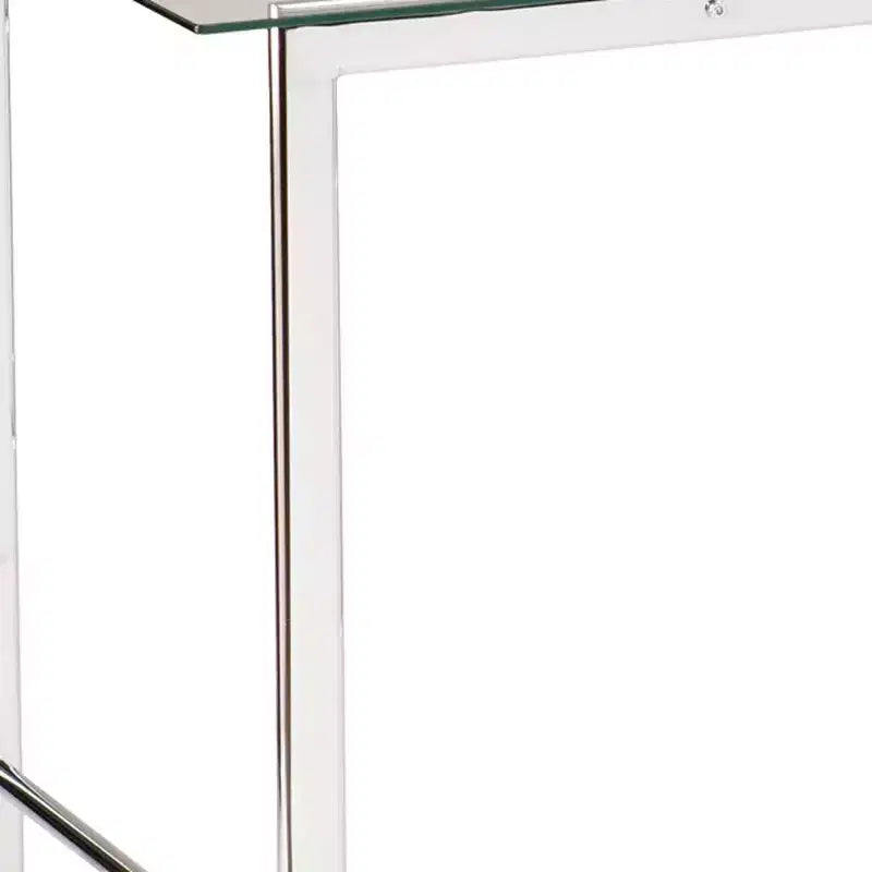 Bureau d'écriture HomeRoots 47 en verre transparent et métal argenté