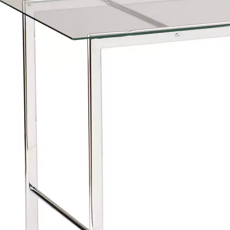 Bureau d'écriture HomeRoots 47 en verre transparent et métal argenté