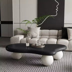 Table basse nuage 47" avec pieds boules, table basse centrale irrégulière moderne pour salon, noire