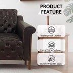 Dyonery Une chaise décorée de cuir de style médiéval, avec des pieds et un dossier en bois robustes, adaptée aux petits espaces, Marron