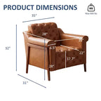 Dyonery Une chaise décorée de cuir de style médiéval, avec des pieds et un dossier en bois robustes, adaptée aux petits espaces, Marron