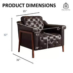 Dyonery Une chaise décorée de cuir de style médiéval, avec des pieds et un dossier en bois robustes, adaptée aux petits espaces, Marron