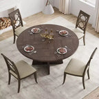 Table de salle à manger de ferme ronde de 120 cm, table de cuisine en MDF aspect bois pour salle à manger, coin petit-déjeuner et réunions quotidiennes