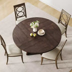Table de salle à manger de ferme ronde de 120 cm, table de cuisine en MDF aspect bois pour salle à manger, coin petit-déjeuner et réunions quotidiennes