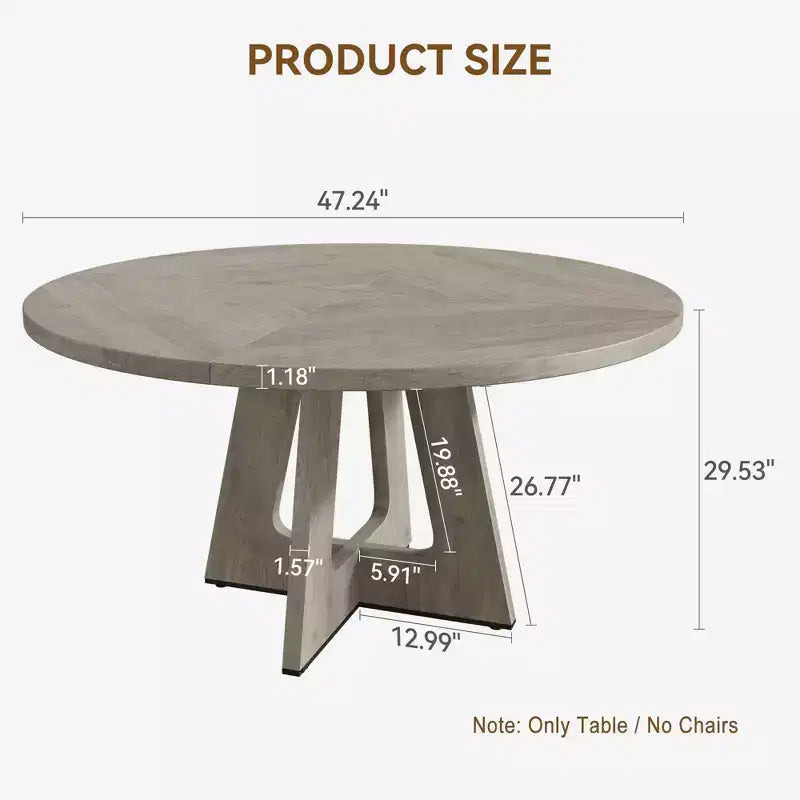 Table de salle à manger de ferme ronde de 120 cm, table de cuisine en MDF aspect bois pour salle à manger, coin petit-déjeuner et réunions quotidiennes