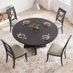 Table de salle à manger de ferme ronde de 120 cm, table de cuisine en MDF aspect bois pour salle à manger, coin petit-déjeuner et réunions quotidiennes