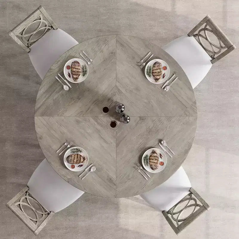 Table de salle à manger de ferme ronde de 120 cm, table de cuisine en MDF aspect bois pour salle à manger, coin petit-déjeuner et réunions quotidiennes