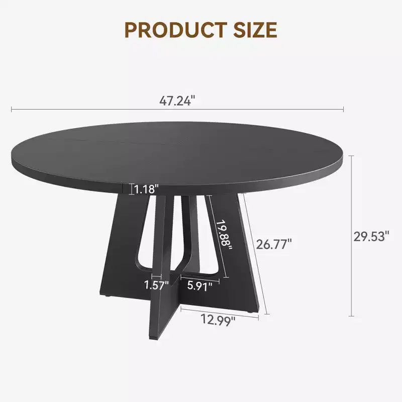 Table de salle à manger de ferme ronde de 120 cm, table de cuisine en MDF aspect bois pour salle à manger, coin petit-déjeuner et réunions quotidiennes