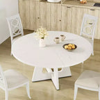 Table de salle à manger de ferme ronde de 120 cm, table de cuisine en MDF aspect bois pour salle à manger, coin petit-déjeuner et réunions quotidiennes