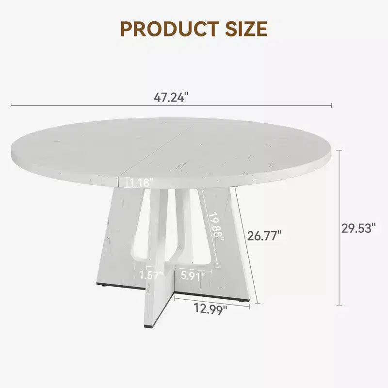 Table de salle à manger de ferme ronde de 120 cm, table de cuisine en MDF aspect bois pour salle à manger, coin petit-déjeuner et réunions quotidiennes