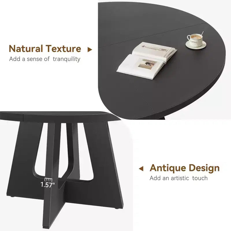 Table de salle à manger de ferme ronde de 120 cm, table de cuisine en MDF aspect bois pour salle à manger, coin petit-déjeuner et réunions quotidiennes