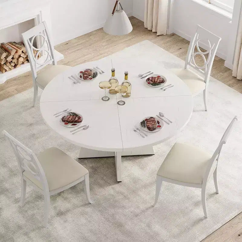 Table de salle à manger de ferme ronde de 120 cm, table de cuisine en MDF aspect bois pour salle à manger, coin petit-déjeuner et réunions quotidiennes
