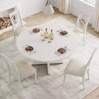 Table de salle à manger de ferme ronde de 120 cm, table de cuisine en MDF aspect bois pour salle à manger, coin petit-déjeuner et réunions quotidiennes