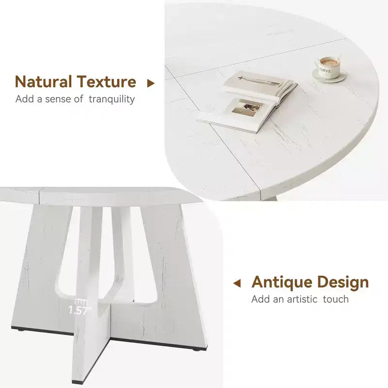 Table de salle à manger de ferme ronde de 120 cm, table de cuisine en MDF aspect bois pour salle à manger, coin petit-déjeuner et réunions quotidiennes