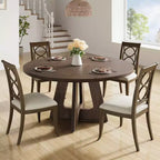 Table de salle à manger de ferme ronde de 120 cm, table de cuisine en MDF aspect bois pour salle à manger, coin petit-déjeuner et réunions quotidiennes