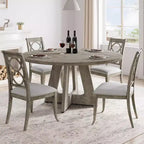 Table de salle à manger de ferme ronde de 120 cm, table de cuisine en MDF aspect bois pour salle à manger, coin petit-déjeuner et réunions quotidiennes