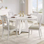 Table de salle à manger de ferme ronde de 120 cm, table de cuisine en MDF aspect bois pour salle à manger, coin petit-déjeuner et réunions quotidiennes