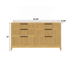 Commode de rangement fermée à 6 tiroirs en pin naturel - Walker Edison
