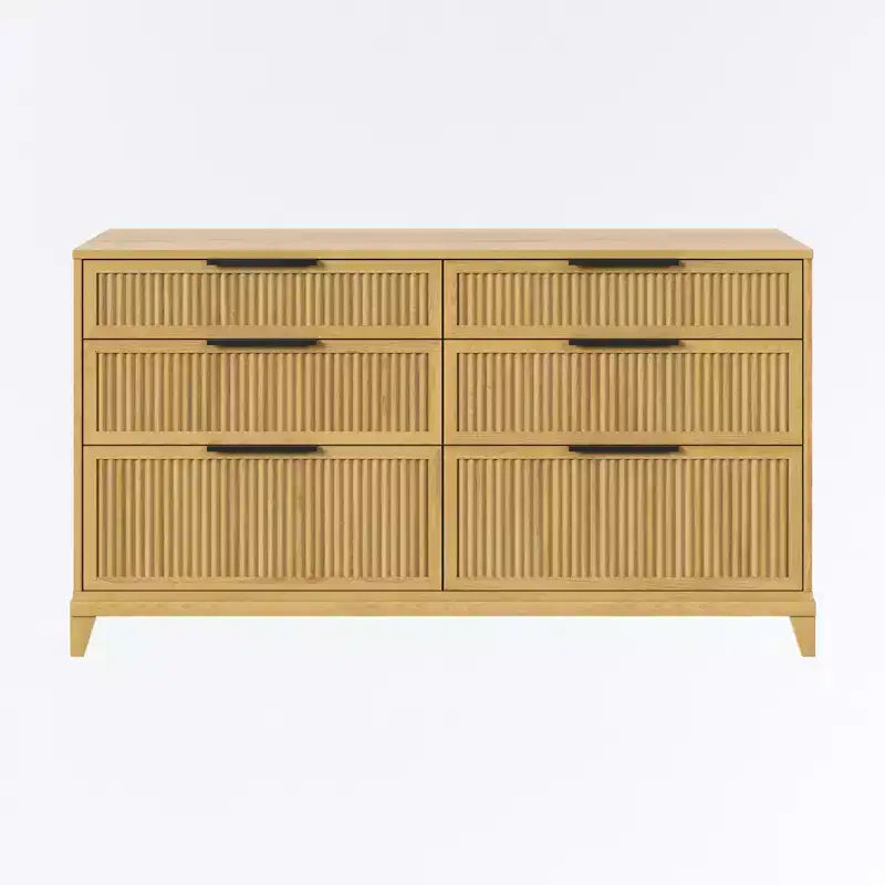 Commode de rangement fermée à 6 tiroirs en pin naturel - Walker Edison