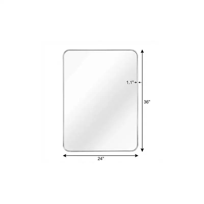 HomeRoots Miroir d'appoint encadré en aluminium argenté 36 po