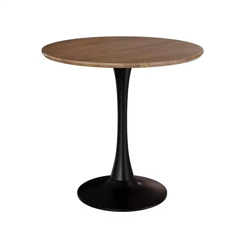 Petits jouets amusants, marque 31,5 Table à manger ronde couleur noyer, Table de salle à manger de cuisine Tulipe 2-4 personnes avec plateau en MDF et base piédestal