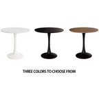 Petits jouets amusants, marque 31,5 Table à manger ronde couleur noyer, Table de salle à manger de cuisine Tulipe 2-4 personnes avec plateau en MDF et base piédestal
