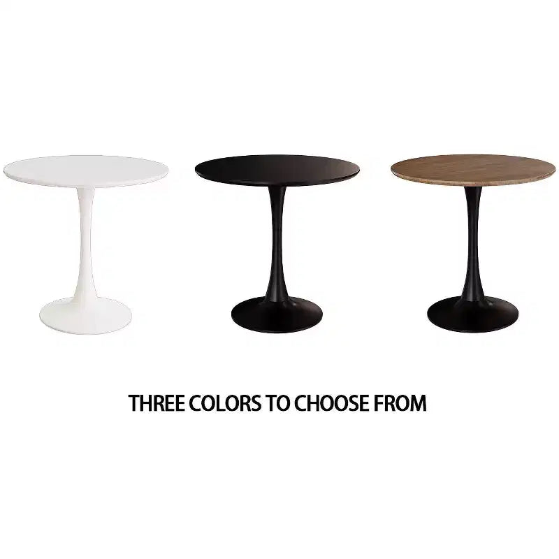 Petits jouets amusants, marque 31,5 Table à manger ronde couleur noyer, Table de salle à manger de cuisine Tulipe 2-4 personnes avec plateau en MDF et base piédestal