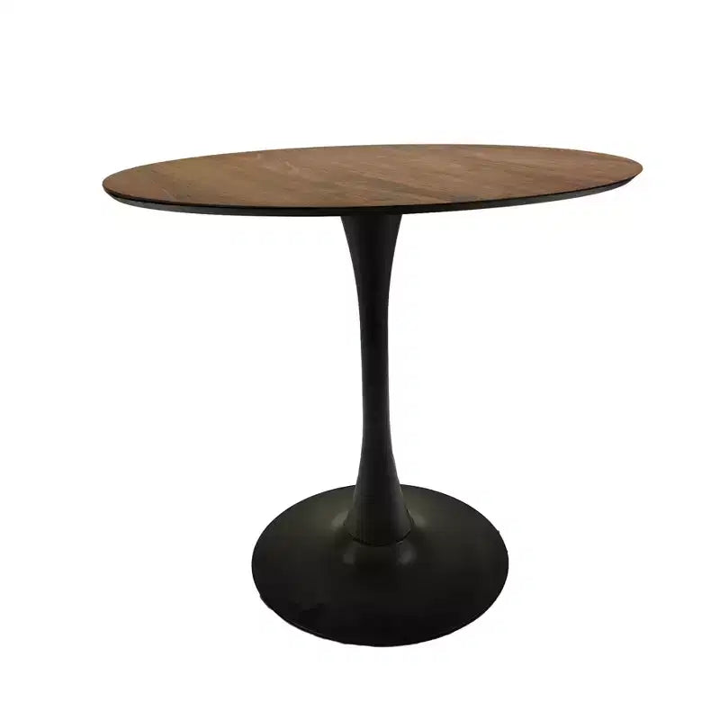 Petits jouets amusants, marque 31,5 Table à manger ronde couleur noyer, Table de salle à manger de cuisine Tulipe 2-4 personnes avec plateau en MDF et base piédestal