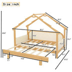 Lit cabane en bois double JVNOXK avec rails rembourrés doux, pour enfants, adolescents, filles et garçons, blanc