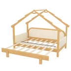 Lit cabane en bois double JVNOXK avec rails rembourrés doux, pour enfants, adolescents, filles et garçons, blanc