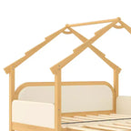 Lit cabane en bois double JVNOXK avec rails rembourrés doux, pour enfants, adolescents, filles et garçons, blanc