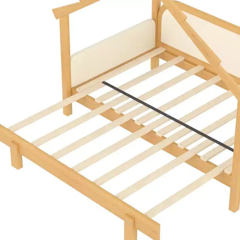 Lit cabane en bois double JVNOXK avec rails rembourrés doux, pour enfants, adolescents, filles et garçons, blanc