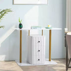 Table console blanche de 47,2 po avec 3 tiroirs de rangement – Table d'appoint glamour moderne