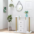 Table console blanche de 47,2 po avec 3 tiroirs de rangement – Table d'appoint glamour moderne