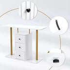 Table console blanche de 47,2 po avec 3 tiroirs de rangement – Table d'appoint glamour moderne