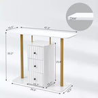 Table console blanche de 47,2 po avec 3 tiroirs de rangement – Table d'appoint glamour moderne