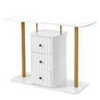Table console blanche de 47,2 po avec 3 tiroirs de rangement – Table d'appoint glamour moderne