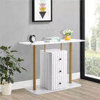 Table console blanche de 47,2 po avec 3 tiroirs de rangement – Table d'appoint glamour moderne